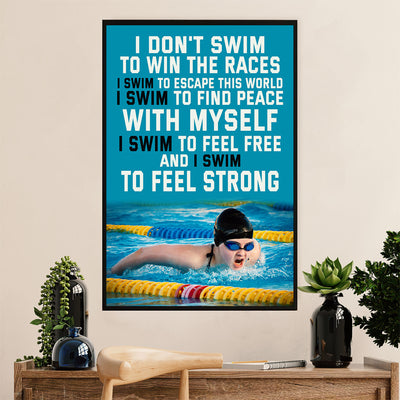 Swimming Poster Room Wall Art | Swim To Feel Strong | Gift for Swimmer