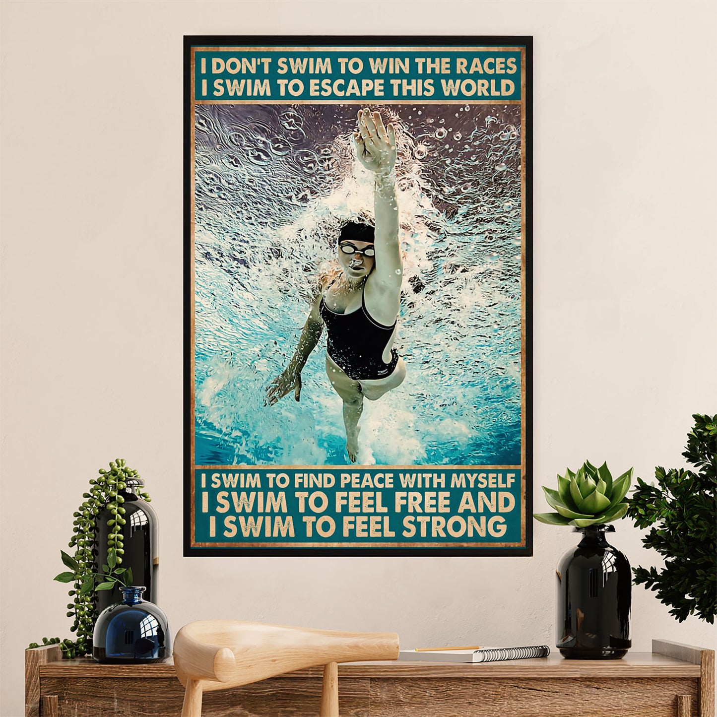 Swimming Poster Room Wall Art | Escape This World | Gift for Swimmer