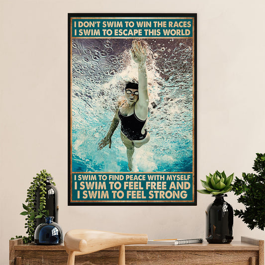 Swimming Poster Room Wall Art | Escape This World | Gift for Swimmer