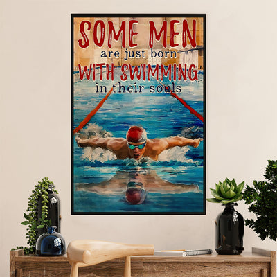 Swimming Poster Room Wall Art | Men Love Swimming | Gift for Swimmer