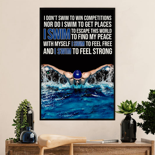 Swimming Poster Room Wall Art | Swim To Feel Free | Gift for Swimmer