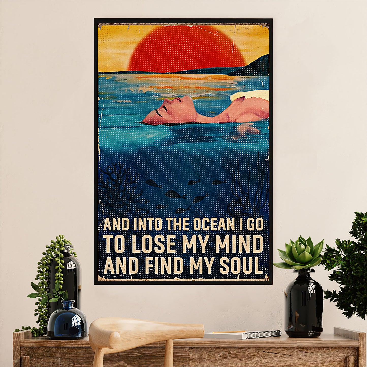 Swimming Poster Room Wall Art | Into The Ocean | Gift for Swimmer