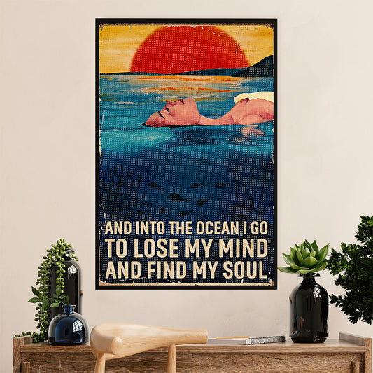 Swimming Poster Room Wall Art | Into The Ocean | Gift for Swimmer