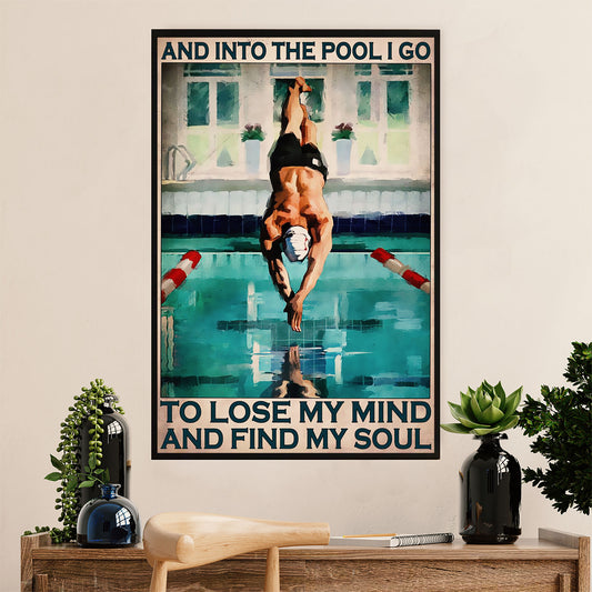 Swimming Poster Room Wall Art | Into The Pool | Gift for Swimmer