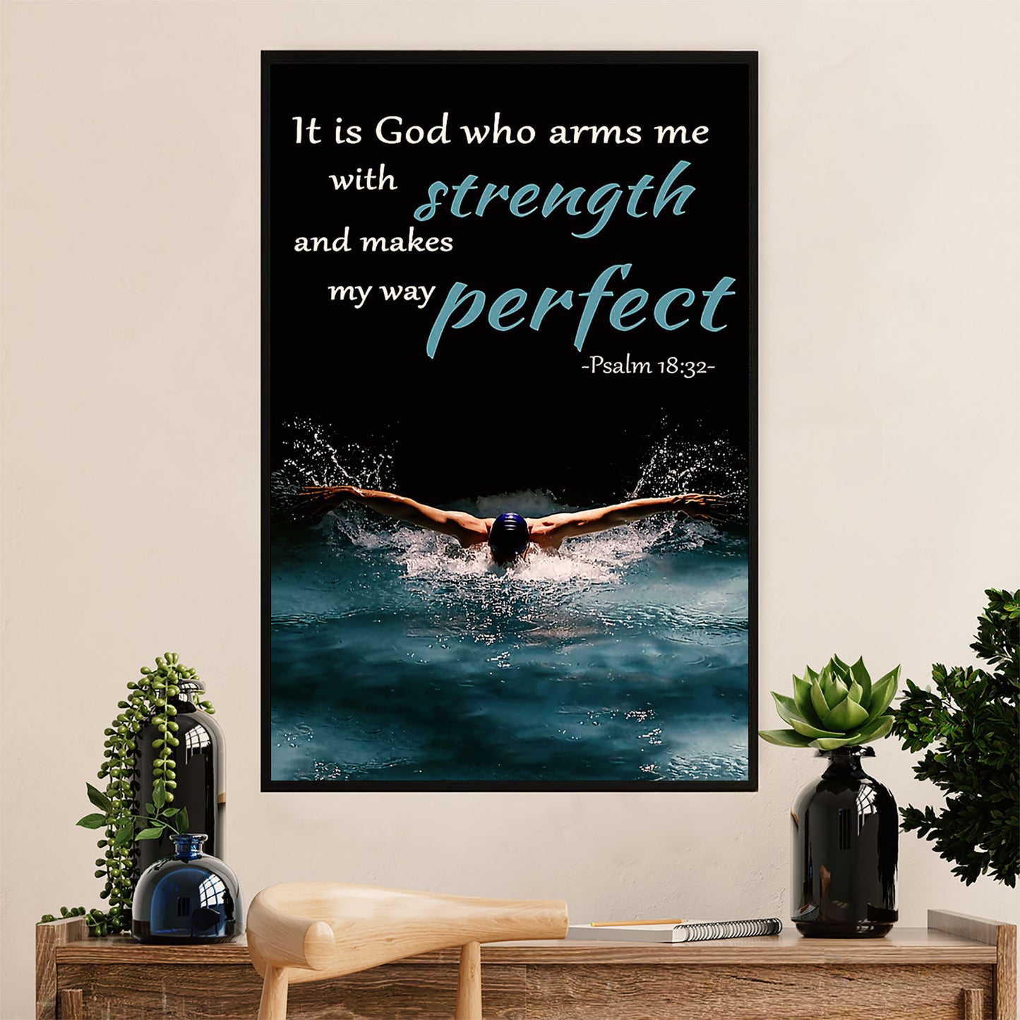 Swimming Poster Room Wall Art | Strength Perfect | Gift for Swimmer