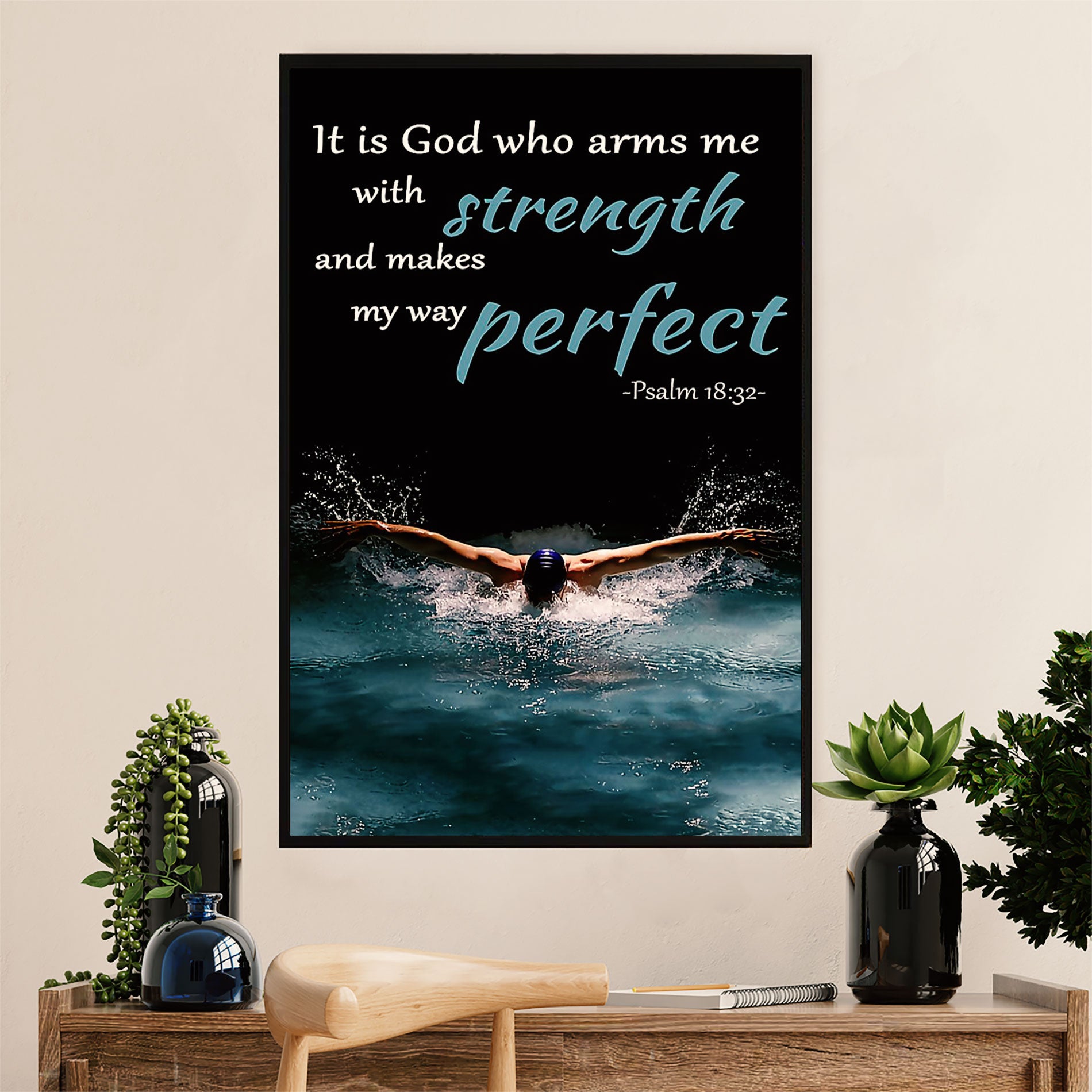 Swimming Poster Room Wall Art | Strength Perfect | Gift for Swimmer