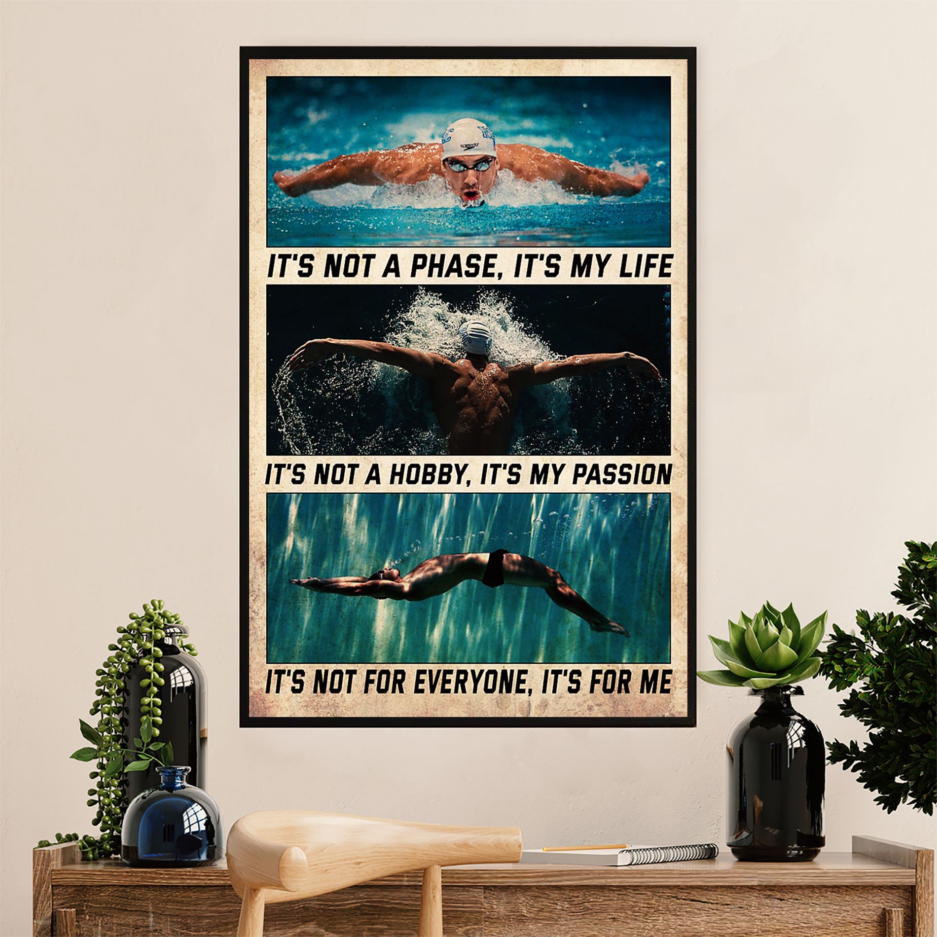 Swimming Poster Room Wall Art | Life Passion | Gift for Swimmer