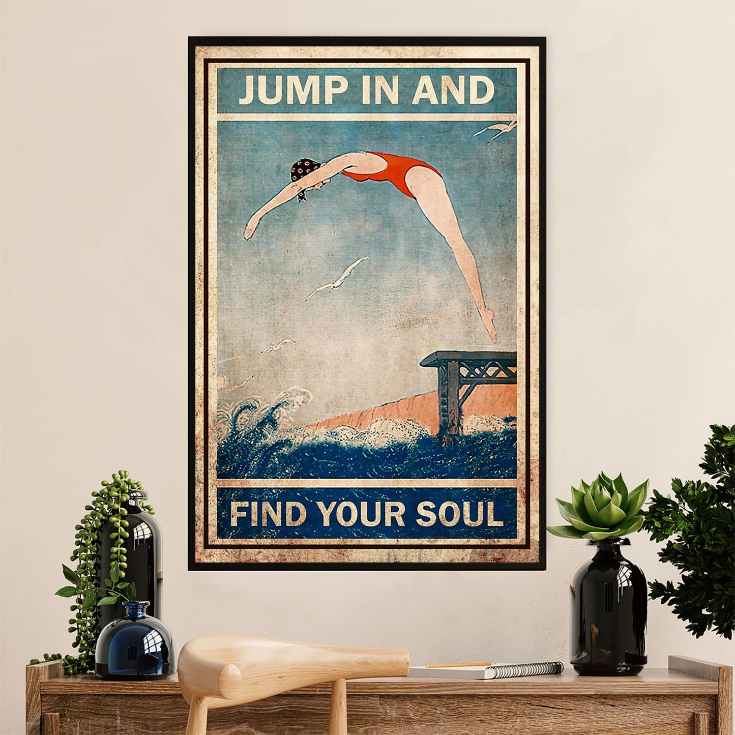 Swimming Poster Room Wall Art | Jump In | Gift for Swimmer