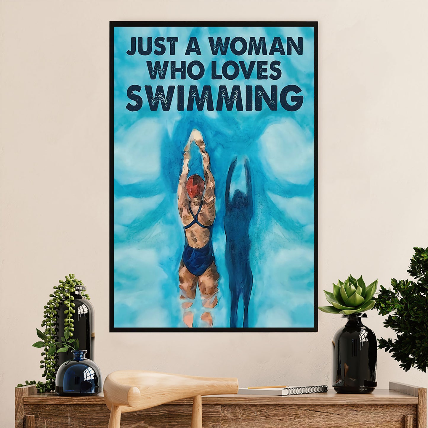 Swimming Poster Room Wall Art | Woman Loves Swimming | Gift for Swimmer