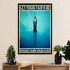 Swimming Poster Room Wall Art | Woman Faith Bigger Than Fear | Gift for Swimmer