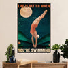 Swimming Poster Room Wall Art | Life is Better | Gift for Swimmer