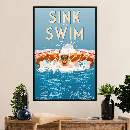 Swimming Poster Room Wall Art | Sink or Swim | Gift for Swimmer