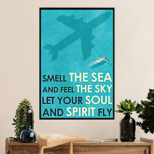 Swimming Poster Room Wall Art | Soul Spirit Fly | Gift for Swimmer