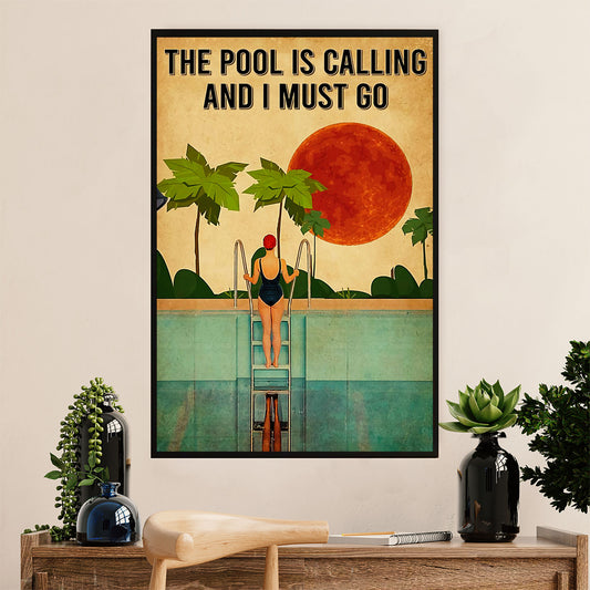 Swimming Poster Room Wall Art | Pool Is Calling | Gift for Swimmer