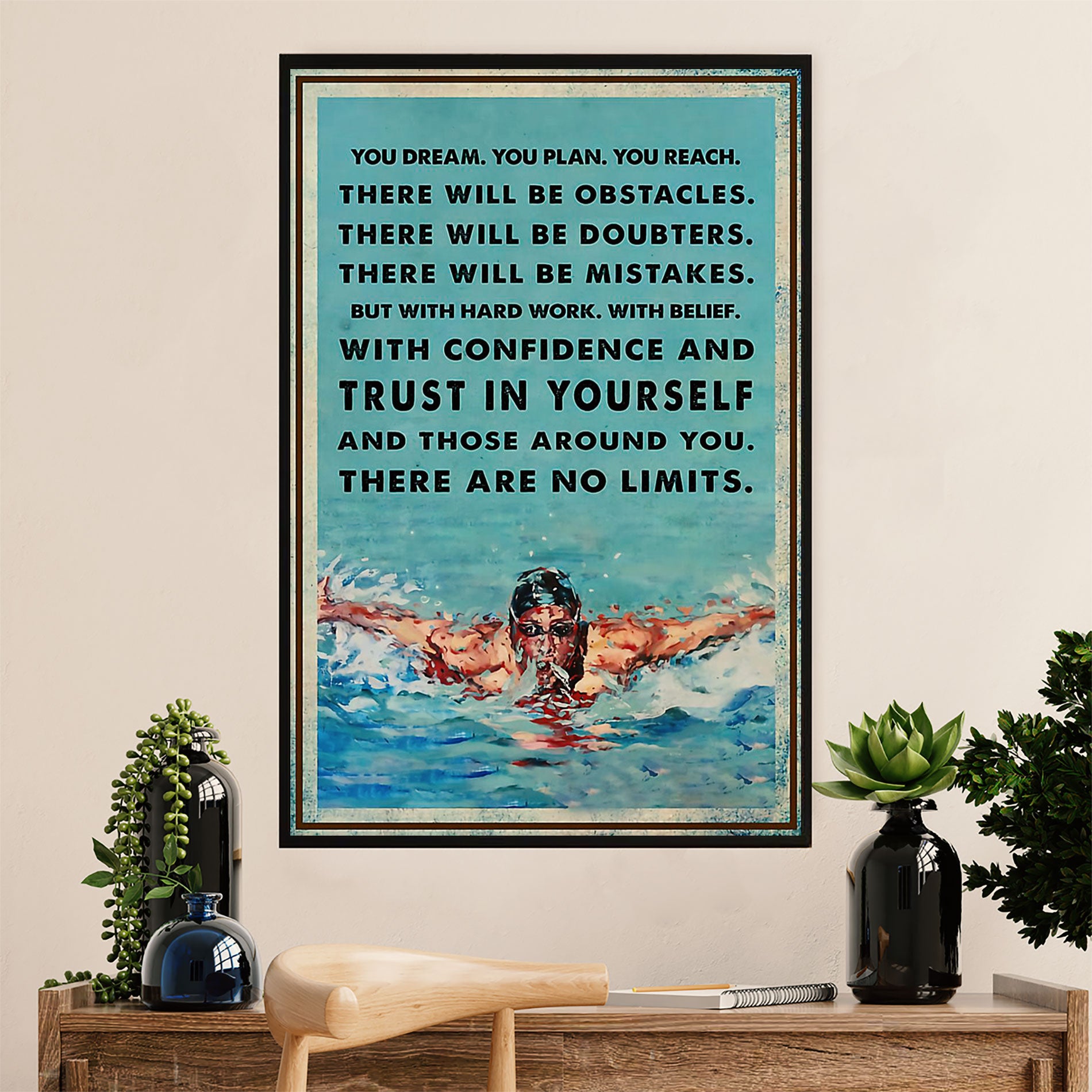 Swimming Poster Room Wall Art | Trust In Yourself | Gift for Swimmer