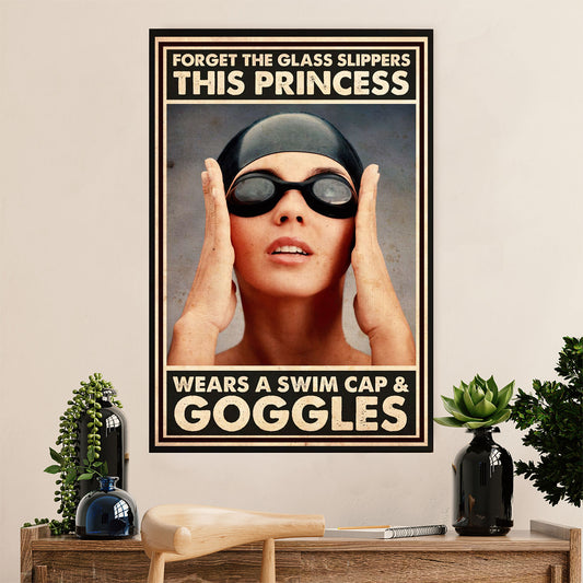Swimming Poster Room Wall Art | Wears Swim Caps | Gift for Swimmer