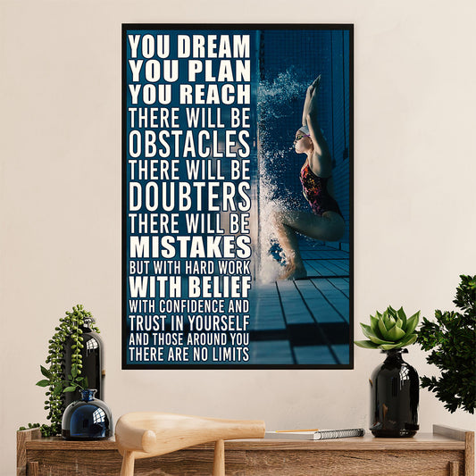 Swimming Poster Room Wall Art | Dream Plan | Gift for Swimmer