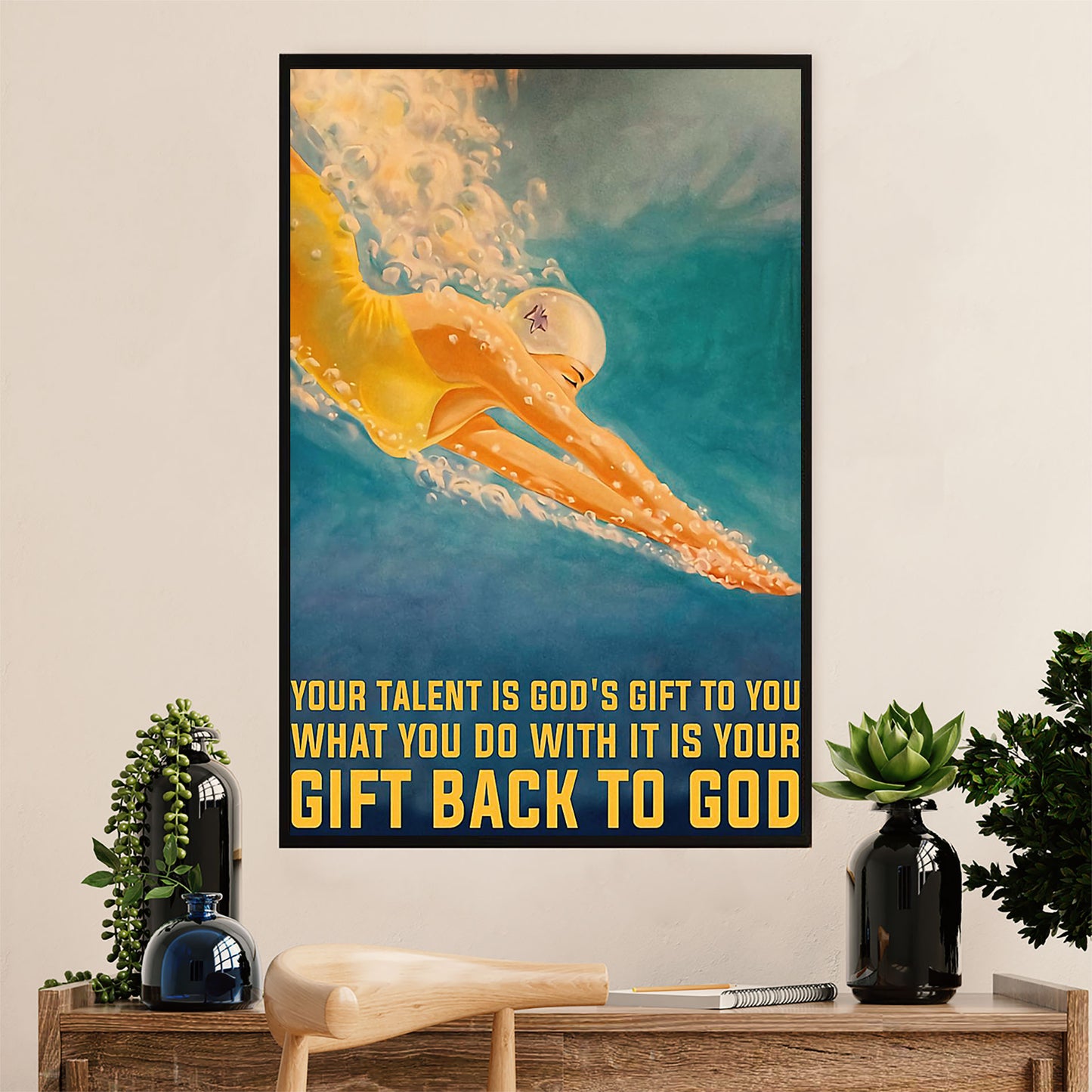 Swimming Poster Room Wall Art | Gift Back To God | Gift for Swimmer