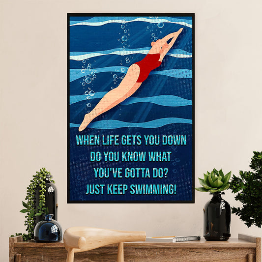 Swimming Poster Room Wall Art | Keep Swimming Motivational | Gift for Swimmer