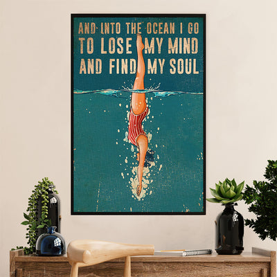 Swimming Poster Room Wall Art | Into The Ocean | Gift for Swimmer