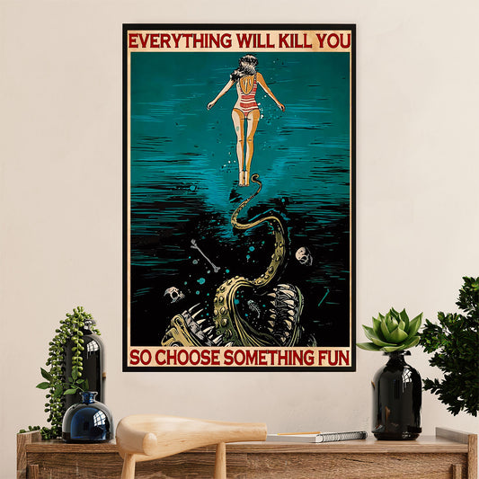 Swimming Poster Room Wall Art | Choose Something Fun | Gift for Swimmer