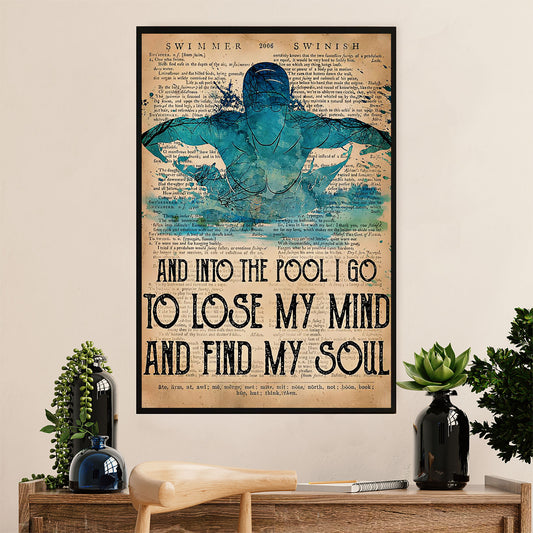 Swimming Poster Room Wall Art | Lose My Mind Find My Soul | Gift for Swimmer