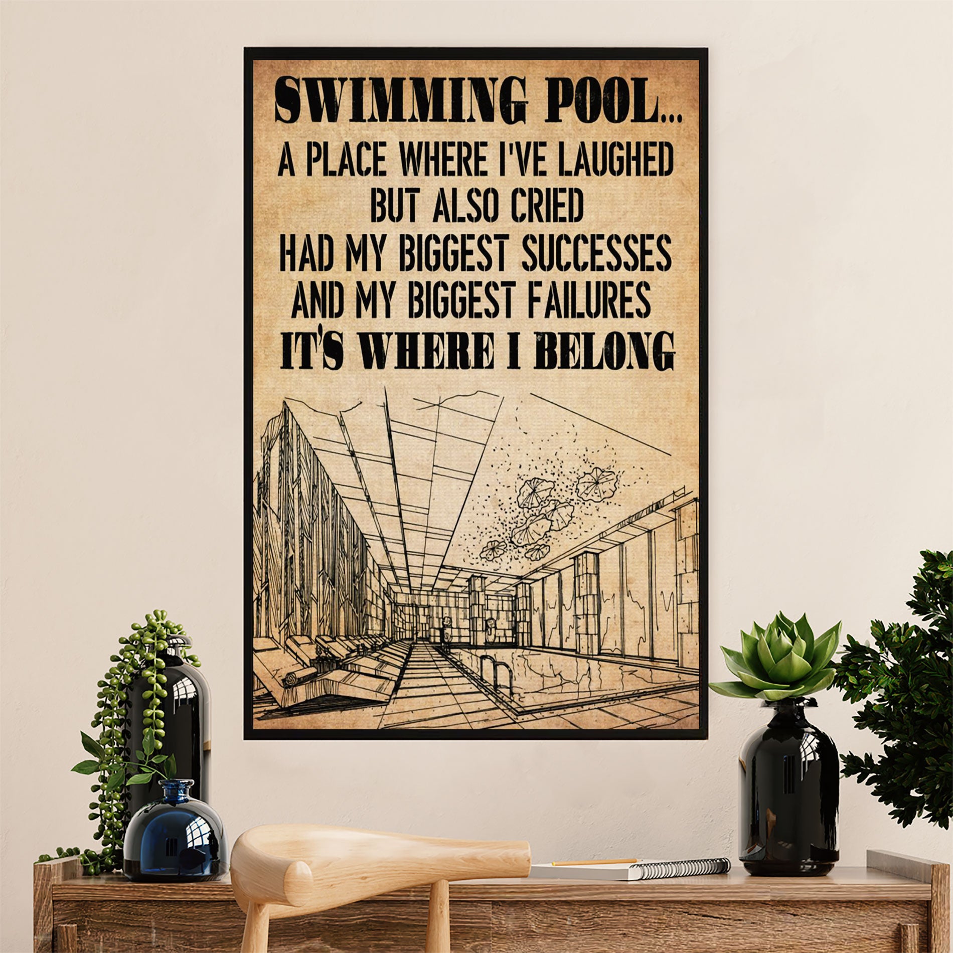 Swimming Poster Room Wall Art | Where I Belong | Gift for Swimmer