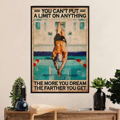 Swimming Poster Room Wall Art | Cant Put A Limit On Everything | Gift for Swimmer