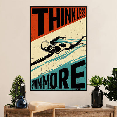 Swimming Poster Room Wall Art | Think Less Swim More | Gift for Swimmer