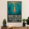 Swimming Poster Room Wall Art | Go Through Deep Water | Gift for Swimmer