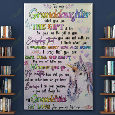 Unicorn - I Love My Granddaughter Canvas And Poster | Wall Decor Visual Art