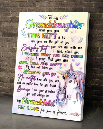 Unicorn - I Love My Granddaughter Canvas And Poster | Wall Decor
