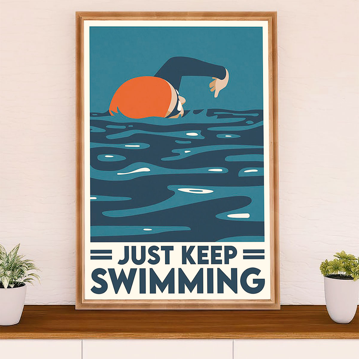 Swimming Poster Room Wall Art | Just Keep Swimming | Gift for Swimmer