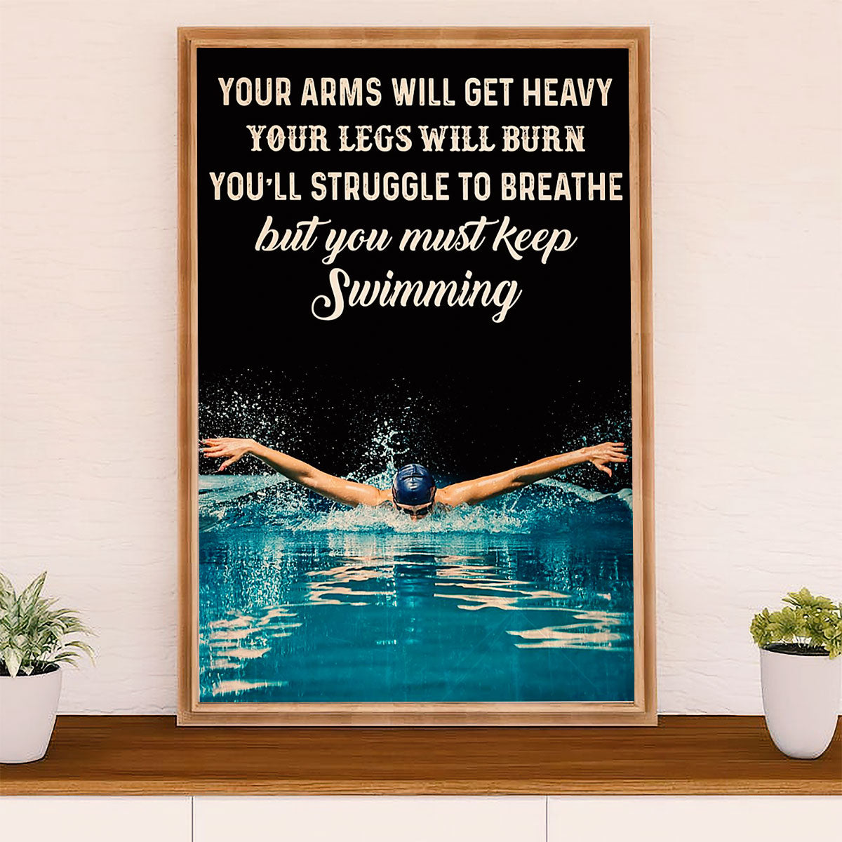 Swimming Poster Room Wall Art | Keep Swimming | Gift for Swimmer