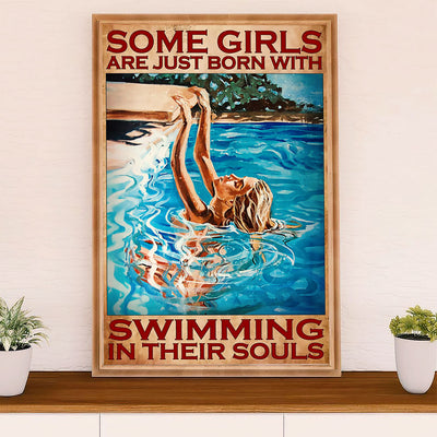 Swimming Poster Room Wall Art | Girl Loves Swimming | Gift for Swimmer