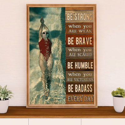 Swimming Poster Room Wall Art | Be Brave | Gift for Swimmer