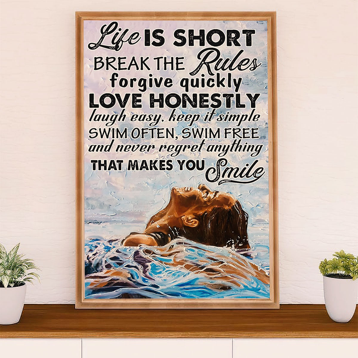 Swimming Poster Room Wall Art | Motivational Inspirational Quotes | Gift for Swimmer