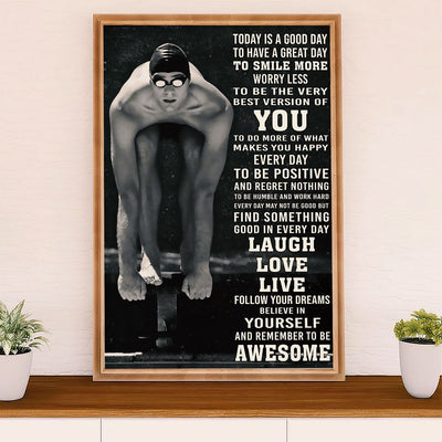 Swimming Poster Room Wall Art | Best Version of You | Gift for Swimmer