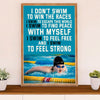 Swimming Poster Room Wall Art | Swim To Feel Strong | Gift for Swimmer