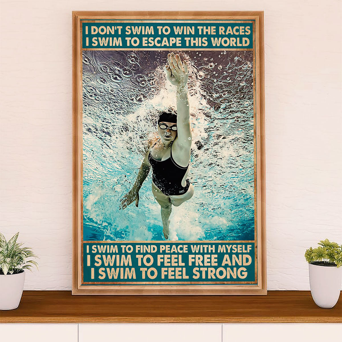 Swimming Poster Room Wall Art | Escape This World | Gift for Swimmer