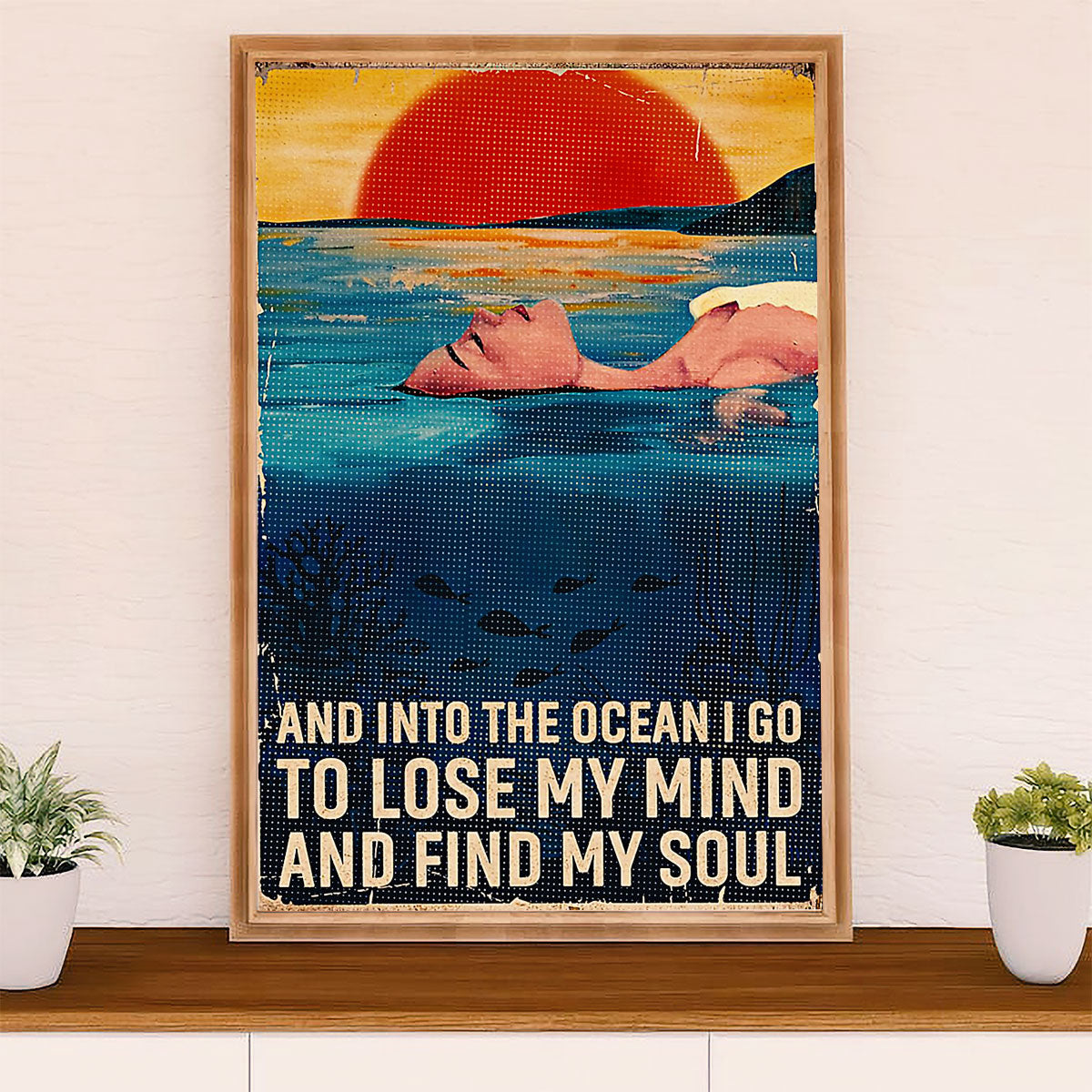 Swimming Poster Room Wall Art | Into The Ocean | Gift for Swimmer