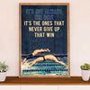 Swimming Poster Room Wall Art | Never Give Up | Gift for Swimmer