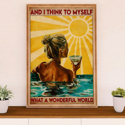 Swimming Poster Room Wall Art | Woman Chilling In The Sun | Gift for Swimmer