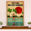 Swimming Poster Room Wall Art | Girl Loves Swimming | Gift for Swimmer