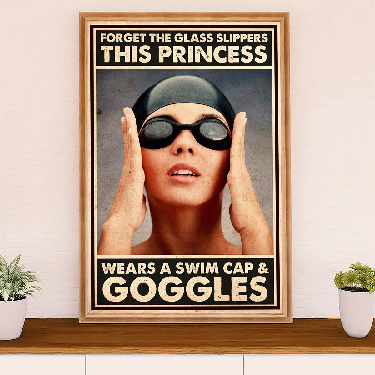 Swimming Poster Room Wall Art | Wears Swim Caps | Gift for Swimmer