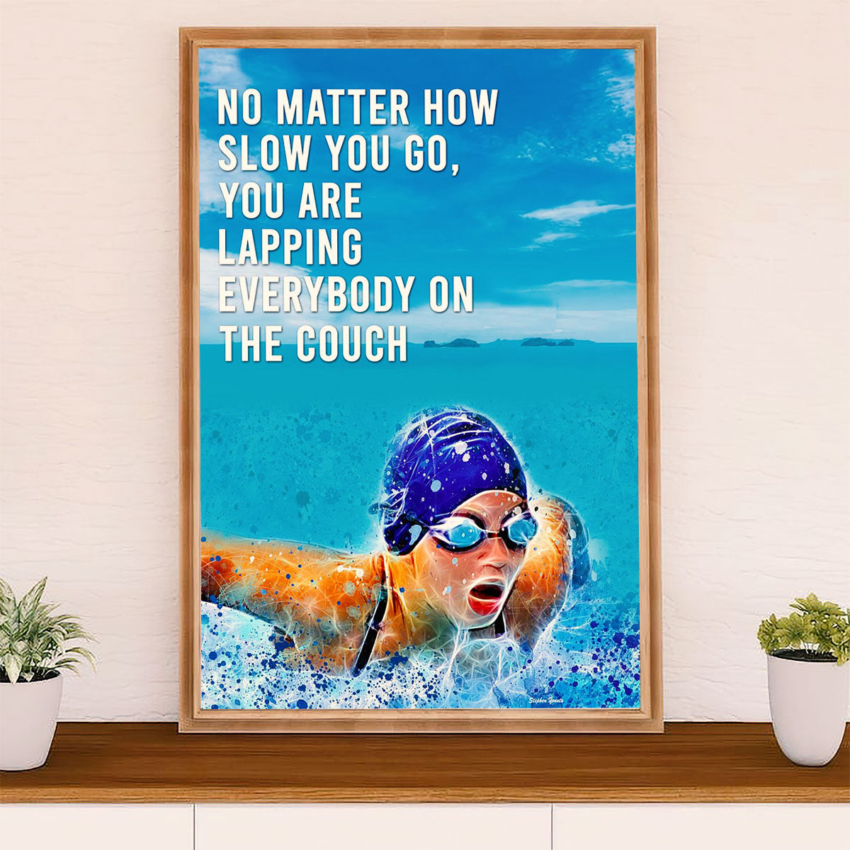 Swimming Poster Room Wall Art | Lapping Everybody | Gift for Swimmer