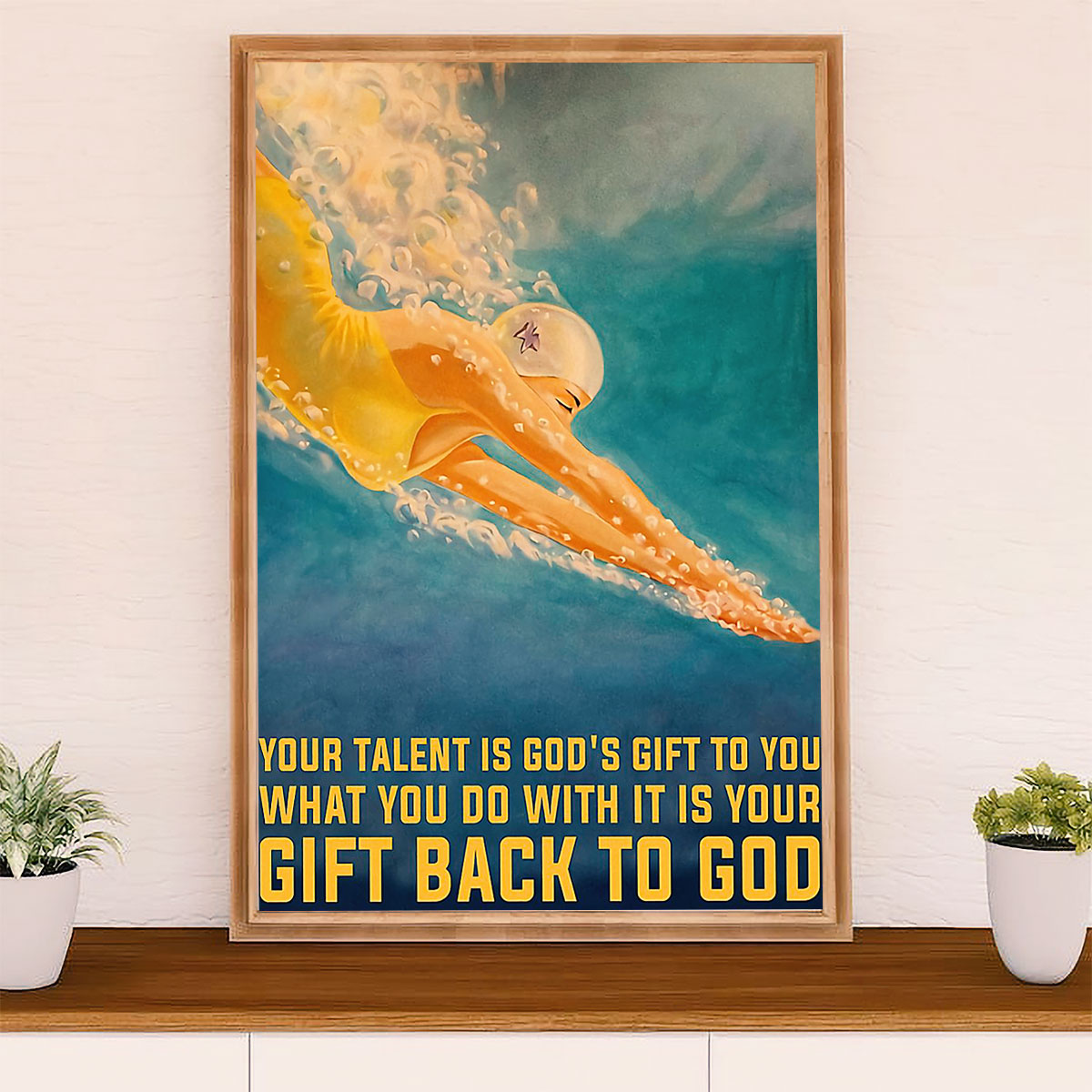 Swimming Poster Room Wall Art | Gift Back To God | Gift for Swimmer