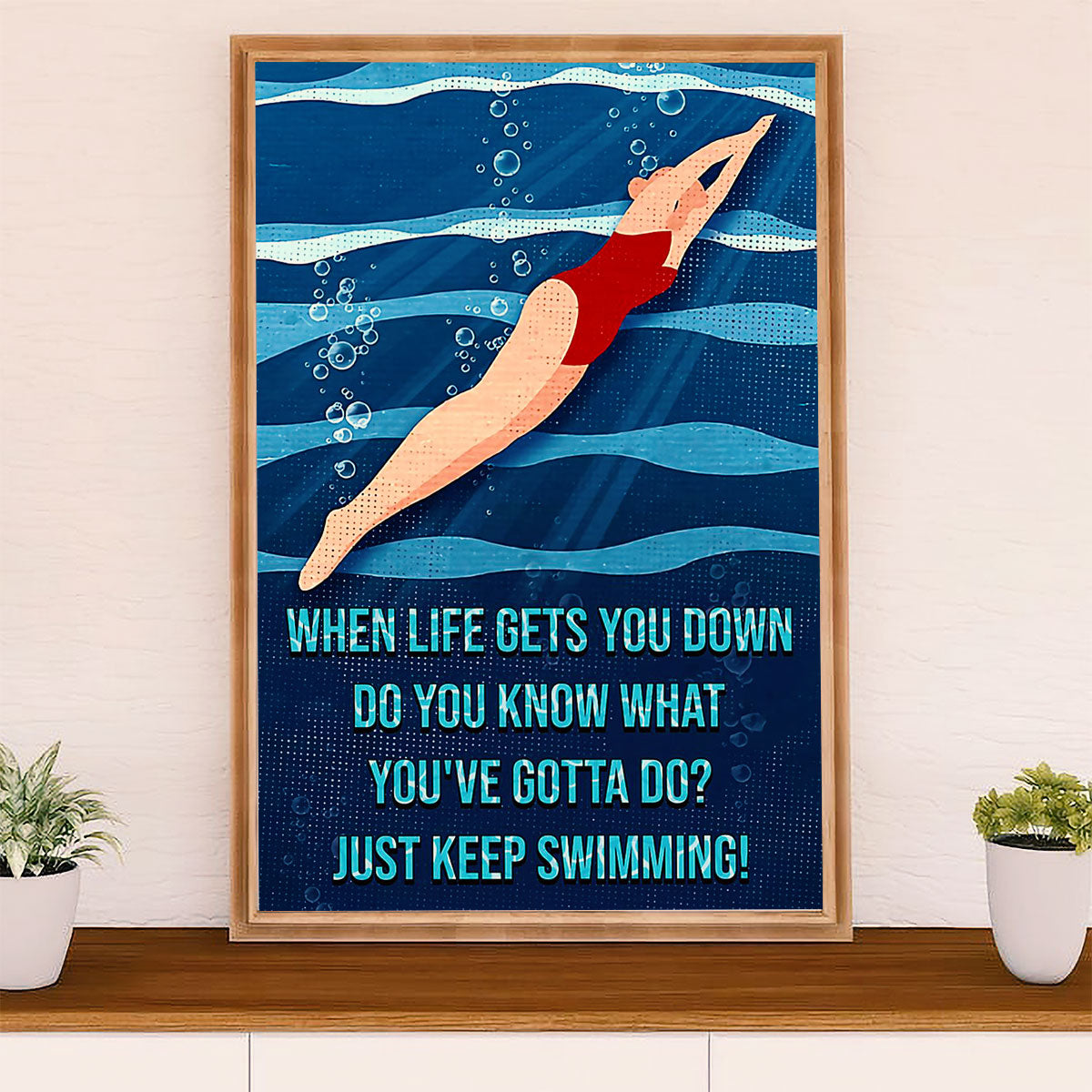 Swimming Poster Room Wall Art | Keep Swimming Motivational | Gift for Swimmer