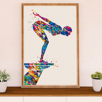 Swimming Poster Room Wall Art | Colorful Swimmer | Gift for Swimmer