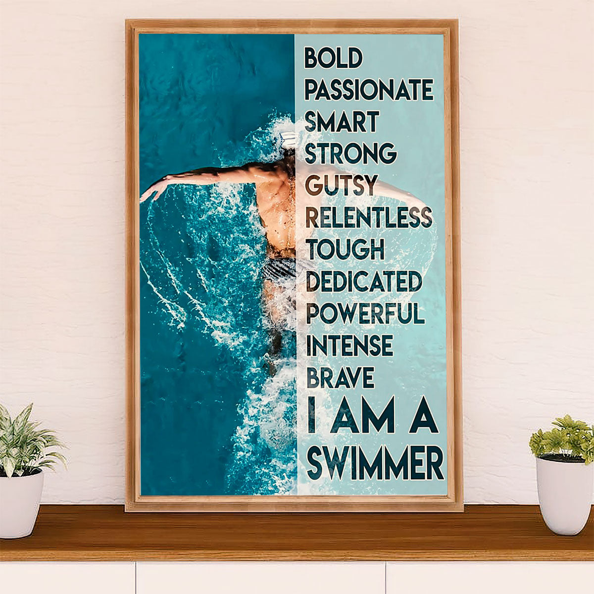 Swimming Poster Room Wall Art | Bold Passionate | Gift for Swimmer